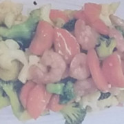 Curry Dishes on White Rice - Prawn &amp; Veges